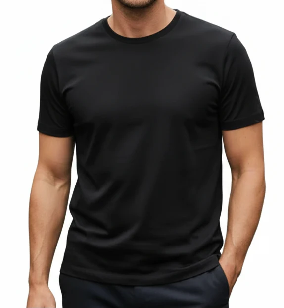 Herren T-Shirt mit kurzen Ärmeln, Rundhalsausschnitt und geradem Saum