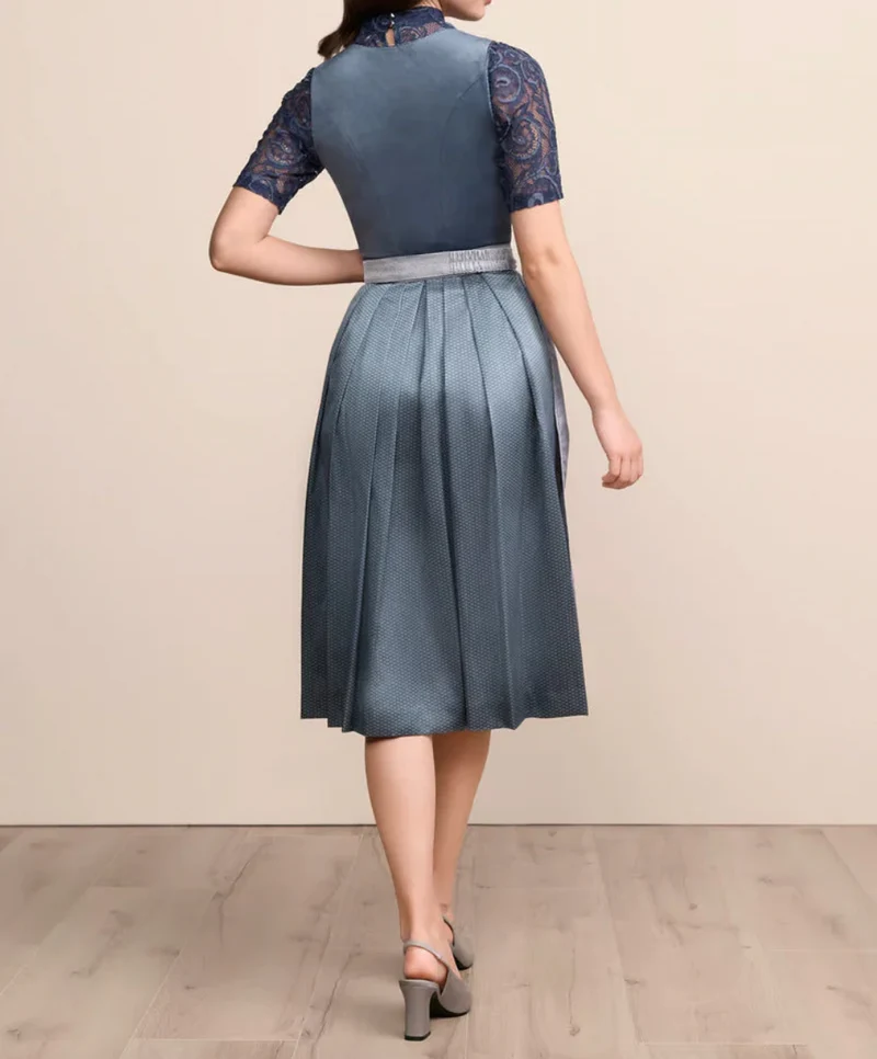 Damen Dirndl Kleid mit Schmuckapplikation, Schürze und Faltenrock