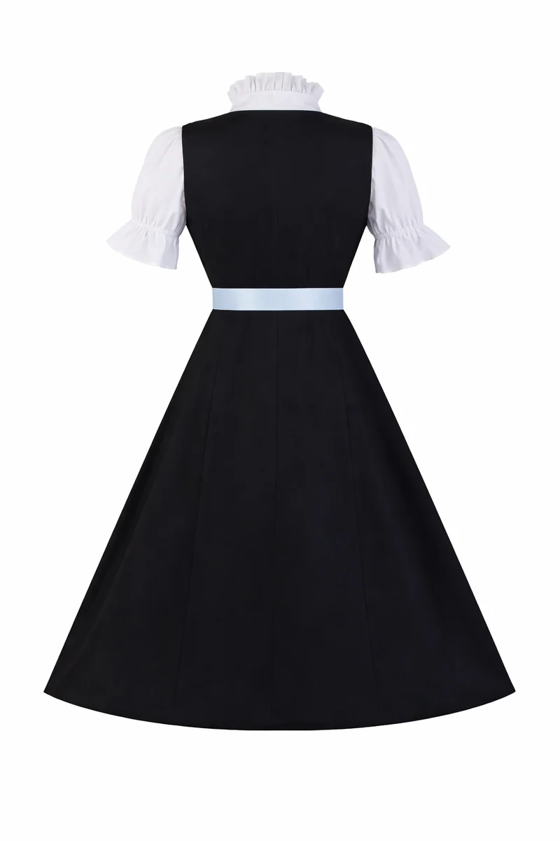 Damen Dirndl Kleid mit Stickerei, Schnürung und Schürzenband