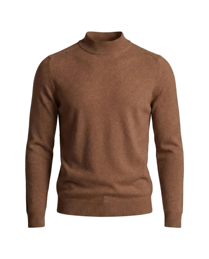 Herrenpullover mit langen Ärmeln, Stehkragen und gerader Form