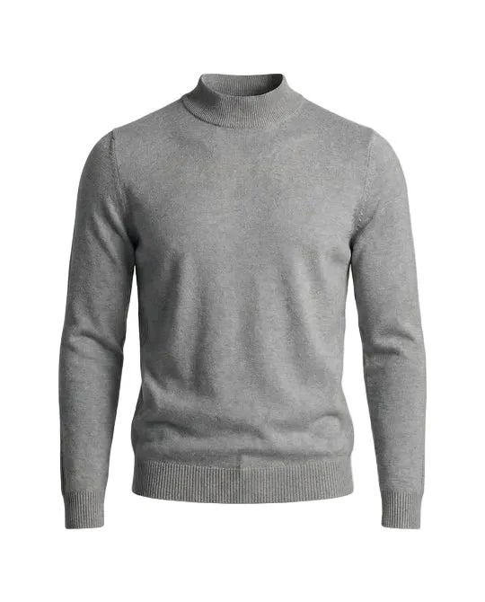 Herrenpullover mit langen Ärmeln, Stehkragen und gerader Form