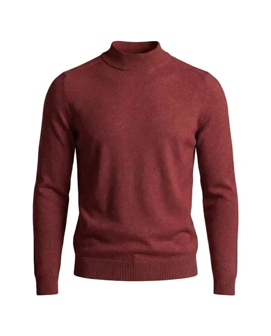 Herrenpullover mit langen Ärmeln, Stehkragen und gerader Form