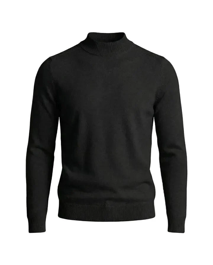 Herrenpullover mit langen Ärmeln, Stehkragen und gerader Form
