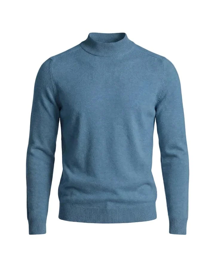 Herrenpullover mit langen Ärmeln, Stehkragen und gerader Form
