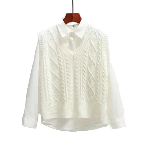 Ärmelloser Pullover mit V-Ausschnitt und gerader Form