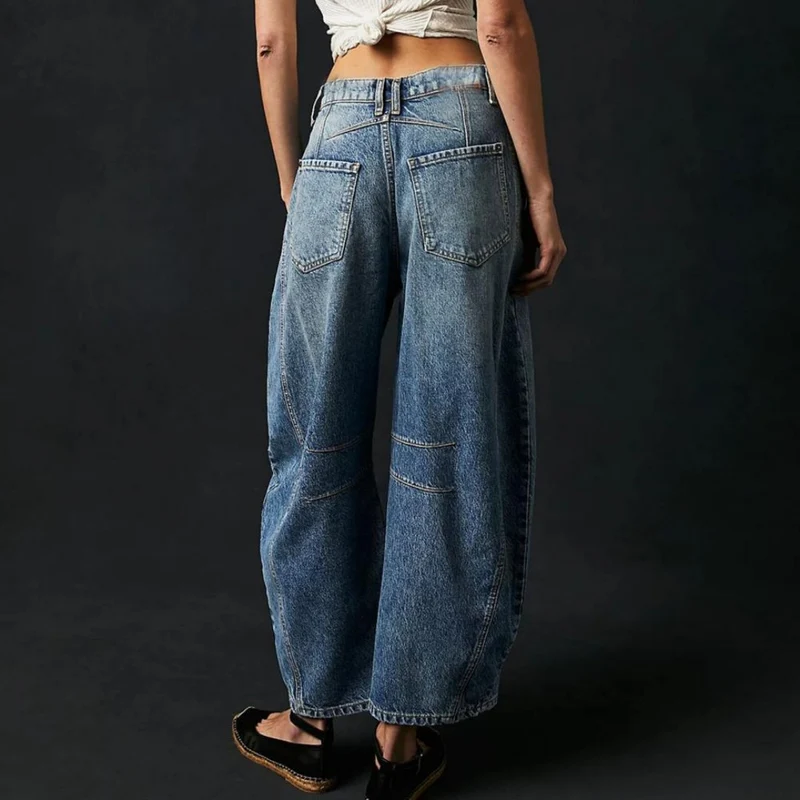 Sophie | Damen Barrel-Leg Jeans Cropped Mid-Rise Denim