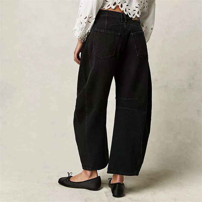 Sophie | Damen Barrel-Leg Jeans Cropped Mid-Rise Denim