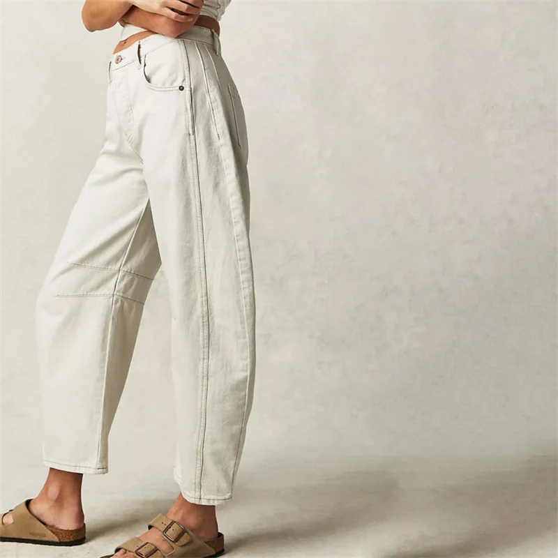 Sophie | Damen Barrel-Leg Jeans Cropped Mid-Rise Denim