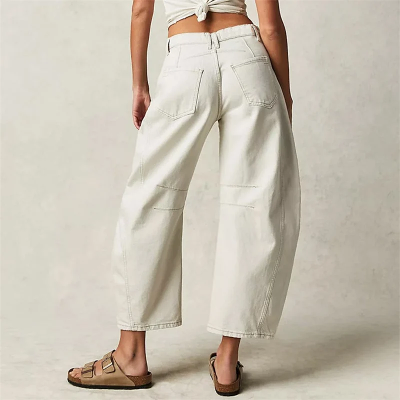 Sophie | Damen Barrel-Leg Jeans Cropped Mid-Rise Denim
