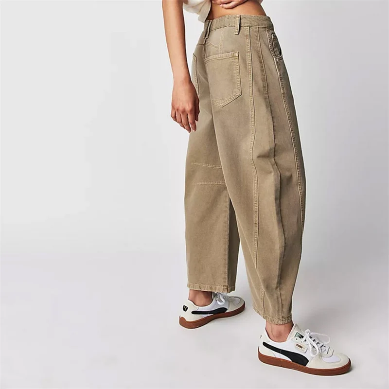 Sophie | Damen Barrel-Leg Jeans Cropped Mid-Rise Denim