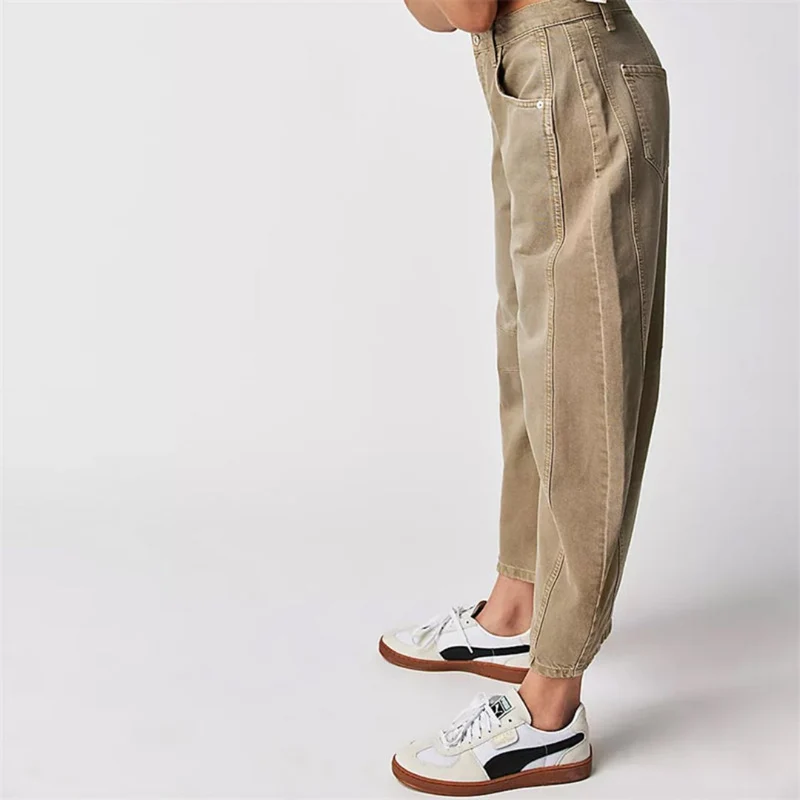 Sophie | Damen Barrel-Leg Jeans Cropped Mid-Rise Denim
