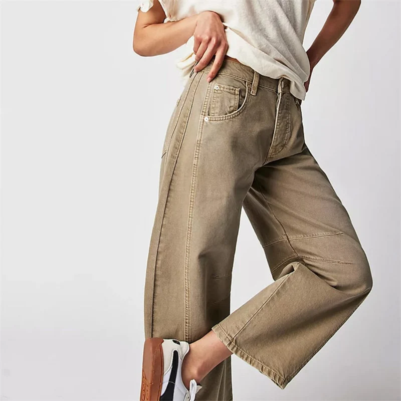 Sophie | Damen Barrel-Leg Jeans Cropped Mid-Rise Denim