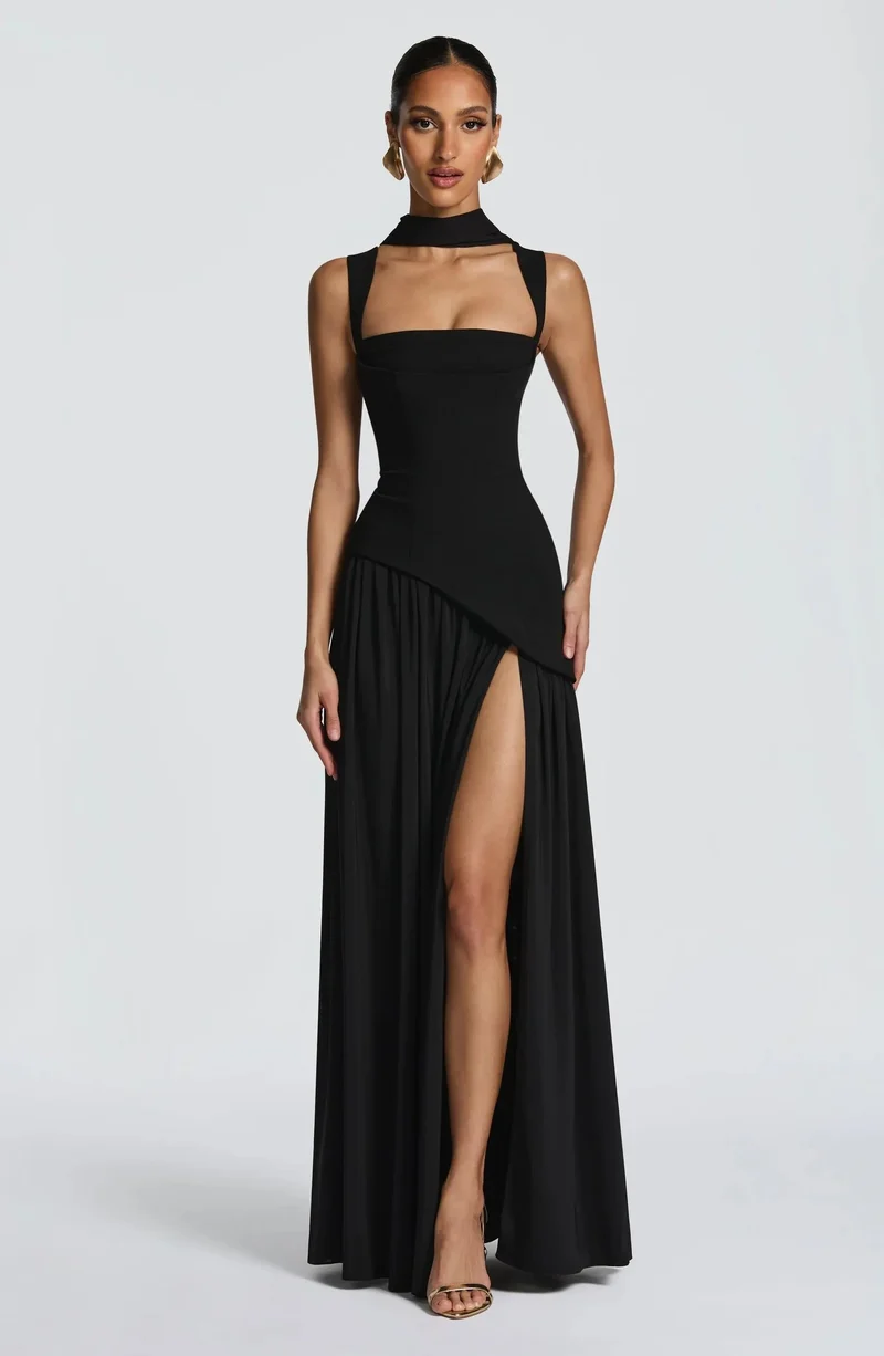 Katharina | Damen Maxi Kleid A-Linie Ärmellos Hochzeitsgast