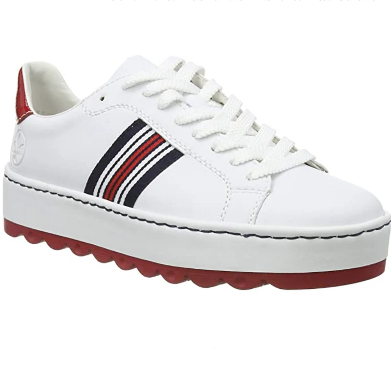 Rieker Modische Damen-Sneaker – Weiß/Rot