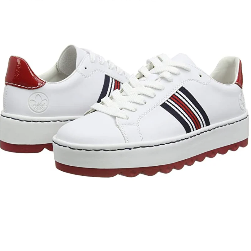 Rieker Modische Damen-Sneaker – Weiß/Rot