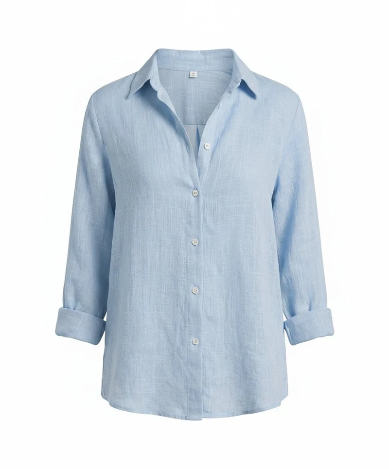 Annika | Damen Leinenstil Dreiviertelarm Klassische Bluse