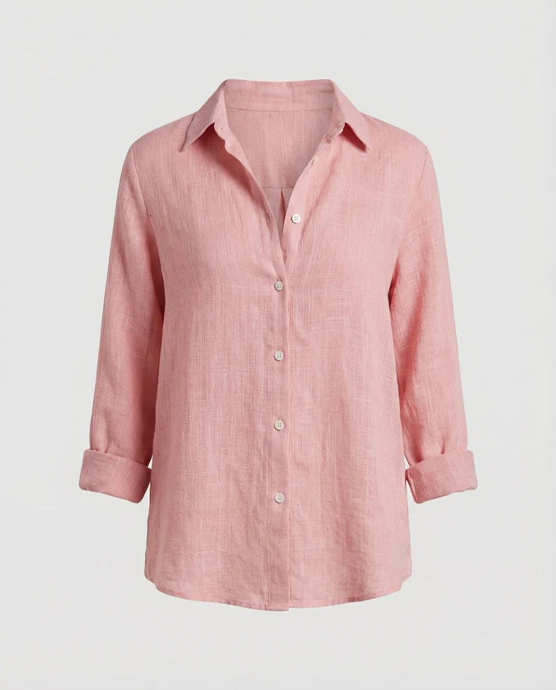 Annika | Damen Leinenstil Dreiviertelarm Klassische Bluse