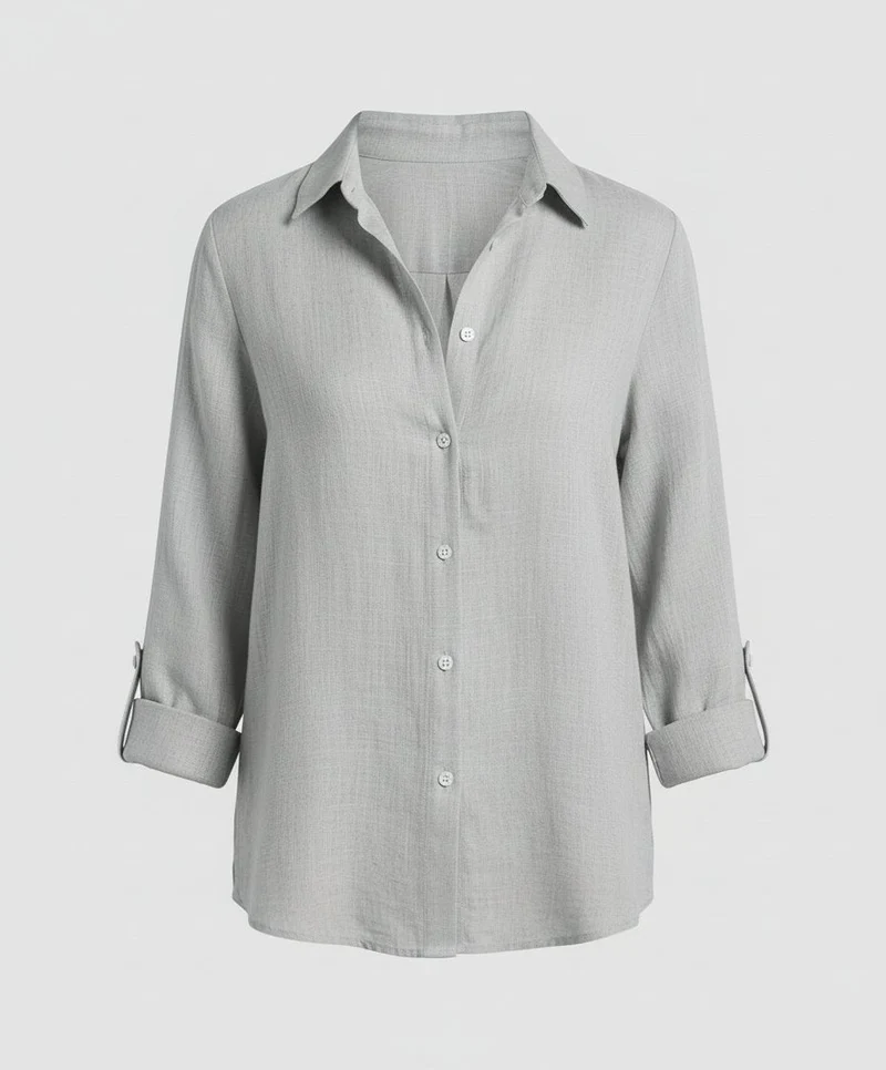 Annika | Damen Leinenstil Dreiviertelarm Klassische Bluse