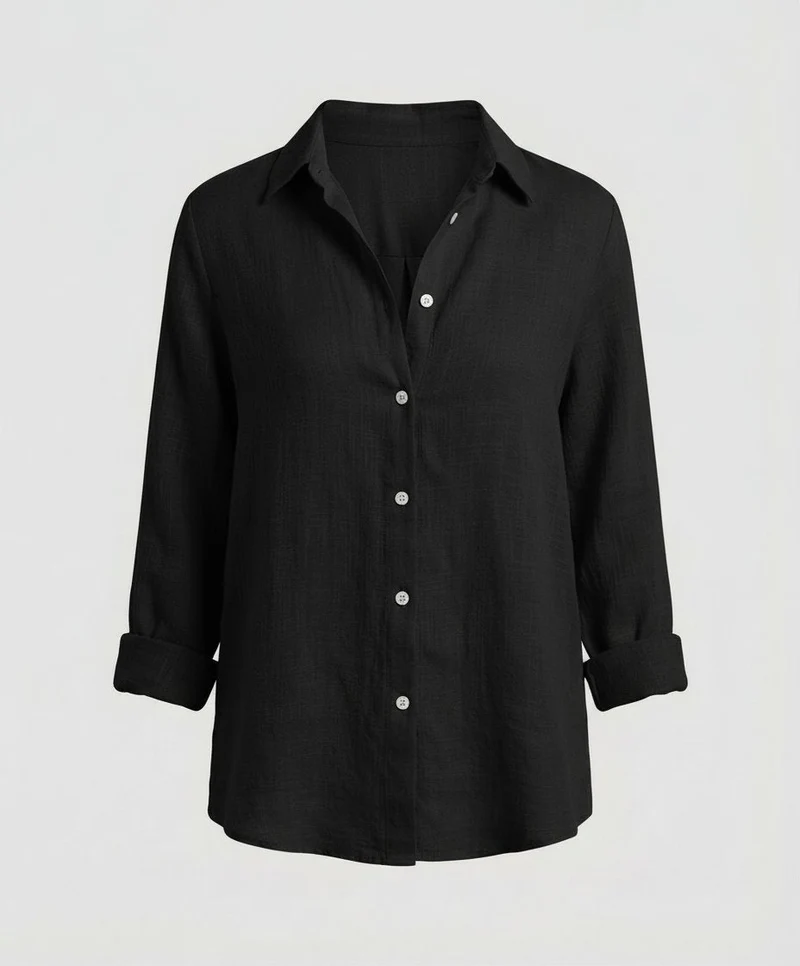 Annika | Damen Leinenstil Dreiviertelarm Klassische Bluse