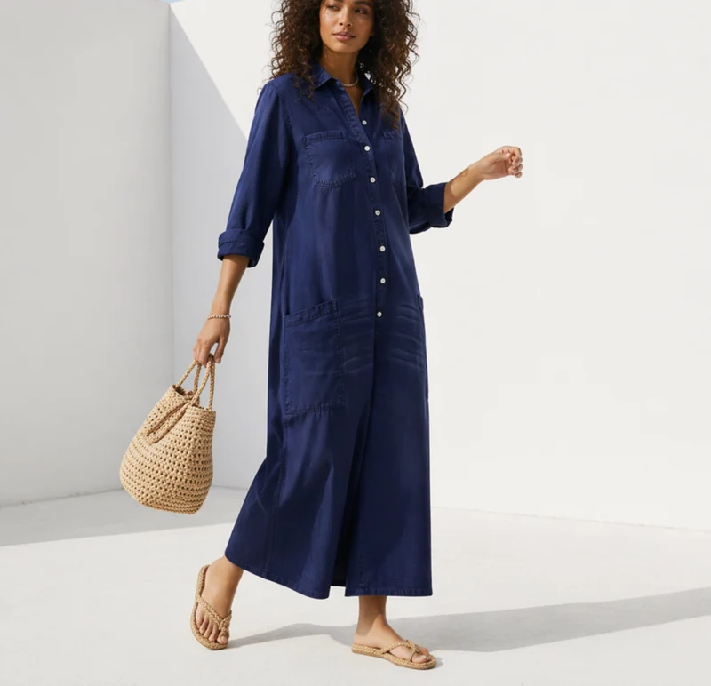 Damen Overall mit weitem Bein und Knopfleiste