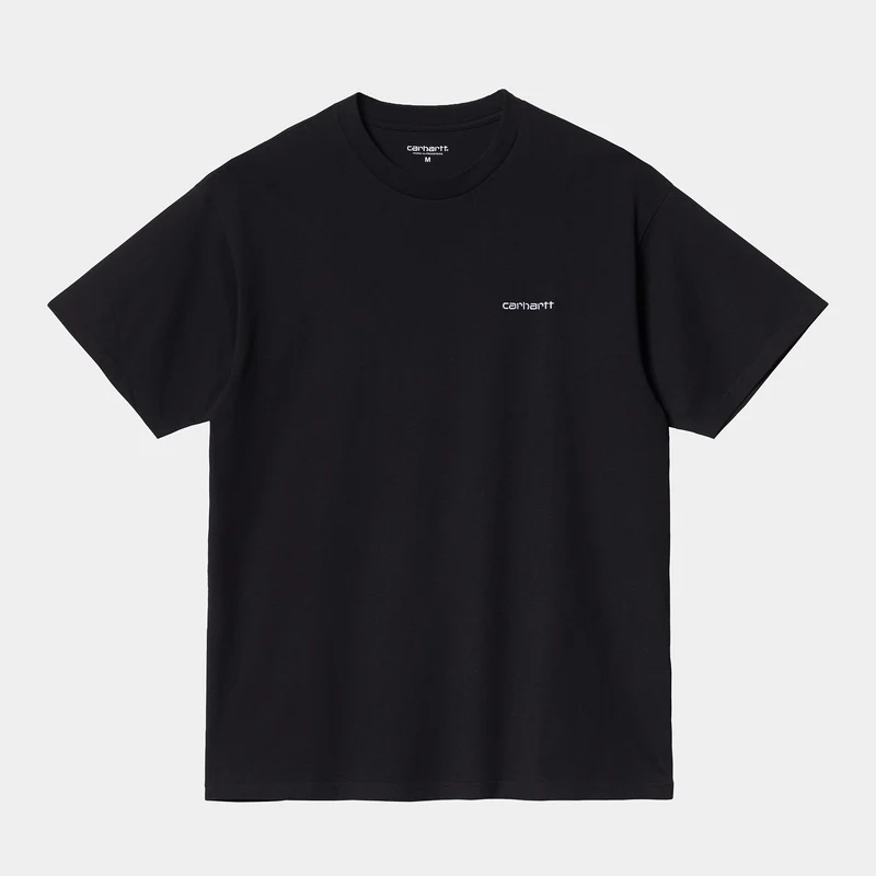 Carhartt WIP Kurzärmliges Herren-T-Shirt mit Schriftzug-Stickerei – Schwarz / Weiß