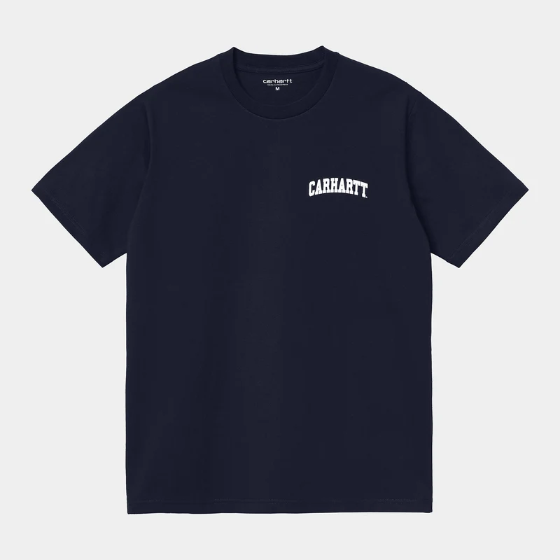 Carhartt WIP Kurzärmliges Herren-T-Shirt mit University-Schriftzug – Marineblau