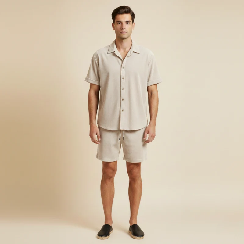 Herren Zweiteiliges Set Kurzarmhemd und kurze Hose