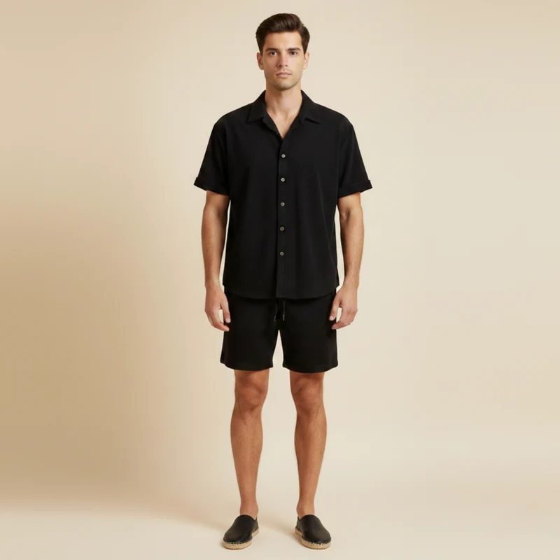 Herren Zweiteiliges Set Kurzarmhemd und kurze Hose