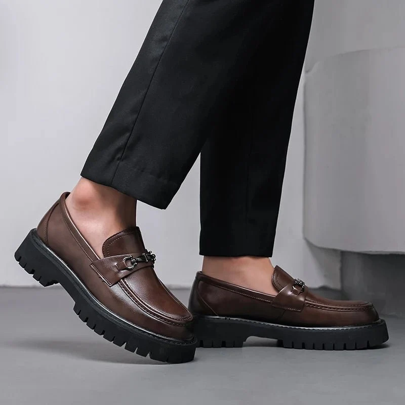 Florian | Herren Leder Loafer Business Schuhe mit Metallschnalle