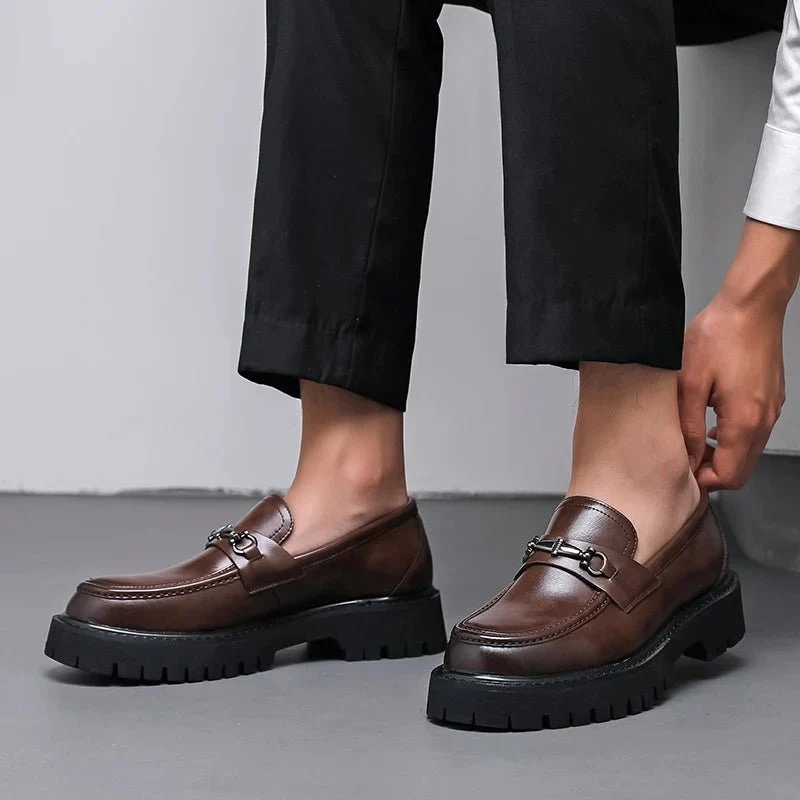 Florian | Herren Leder Loafer Business Schuhe mit Metallschnalle