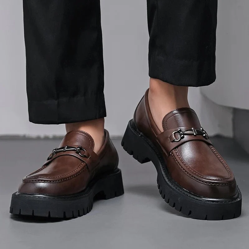 Florian | Herren Leder Loafer Business Schuhe mit Metallschnalle