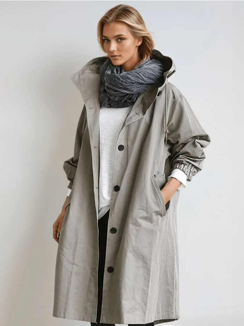 Charlotte | Trenchcoat Wasserabweisend Klassisch Knopfleiste Taschen