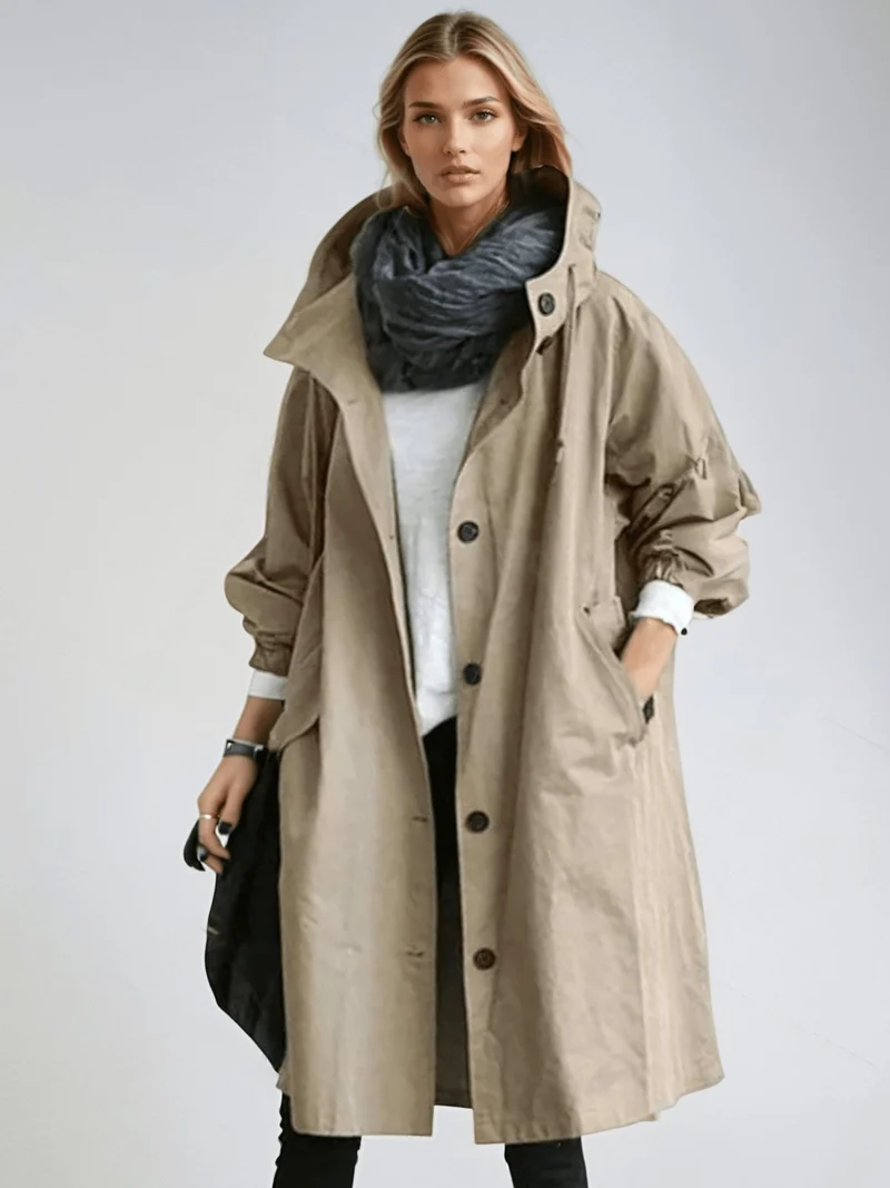 Charlotte | Trenchcoat Wasserabweisend Klassisch Knopfleiste Taschen