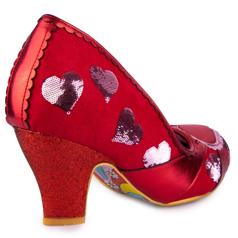 Irregular Choice Damenherz auf dem Ärmel – Rot