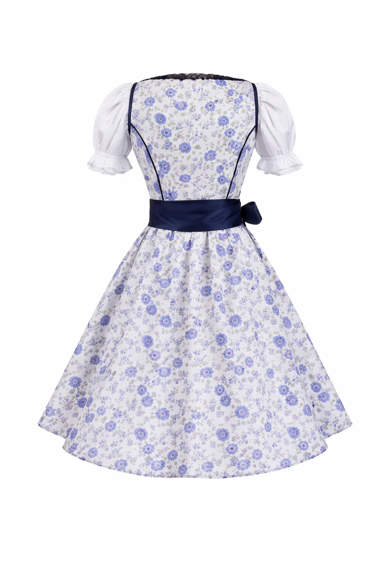 Damen Dirndl Set mit floralem Muster, Schnürfront und Schürze