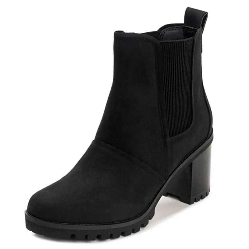 UGG Hazel-Lederstiefel für Damen mit Absatz – Schwarz