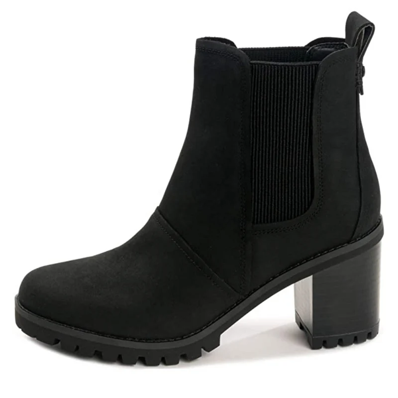 UGG Hazel-Lederstiefel für Damen mit Absatz – Schwarz