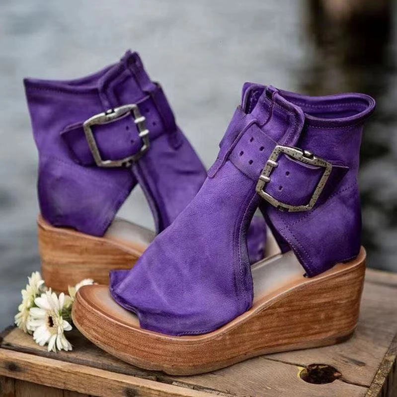 Luisa | Damen Keilsandalen mit Schnallenverschluss und Plateau