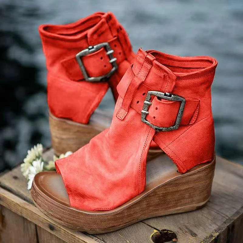 Luisa | Damen Keilsandalen mit Schnallenverschluss und Plateau