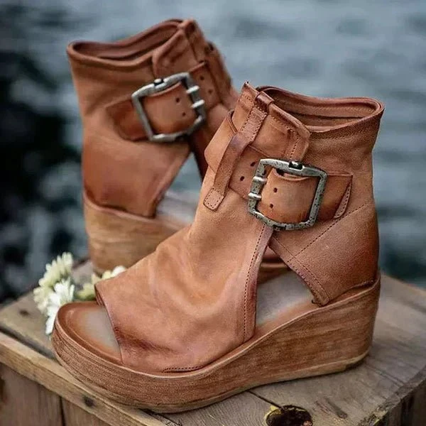 Luisa | Damen Keilsandalen mit Schnallenverschluss und Plateau