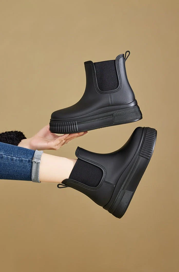 Elfriede | Wasserdichte Stiefel Chelsea Damen Plateau Regenstiefel