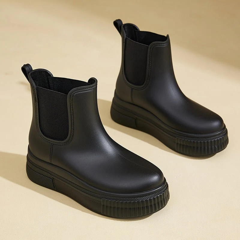 Elfriede | Wasserdichte Stiefel Chelsea Damen Plateau Regenstiefel