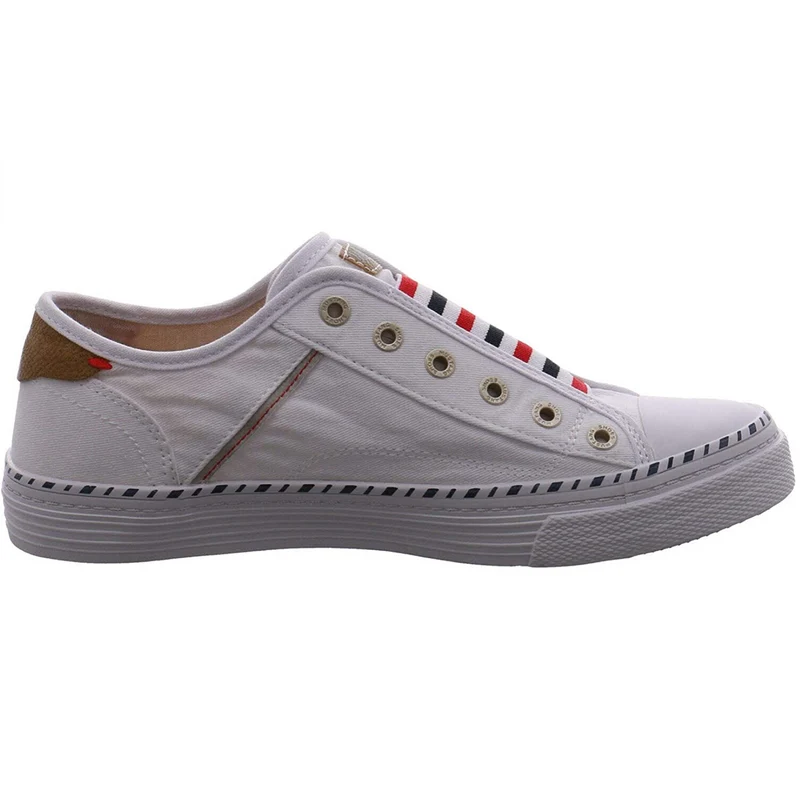 Mustang - Schnürlose Damen-Sneaker - Weiß / Rot / Blau