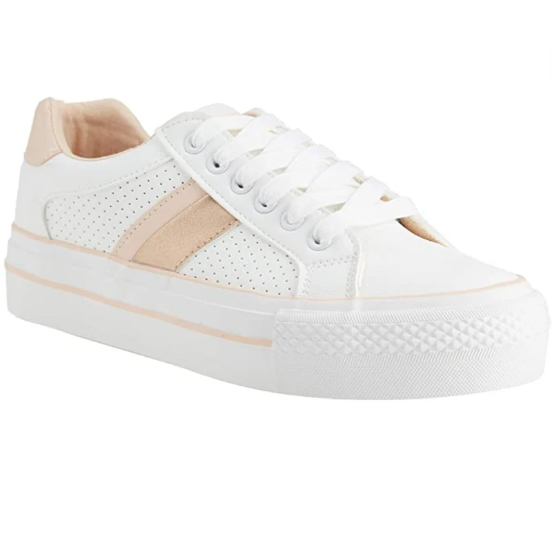Refresh Modischer Damen-Sneaker – Weiß / Nude