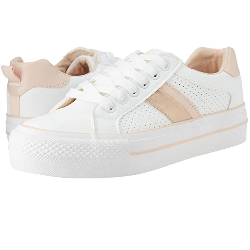 Refresh Modischer Damen-Sneaker – Weiß / Nude