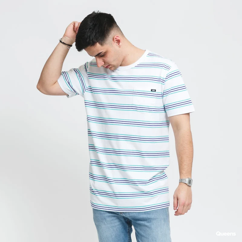 VANS Gestreiftes Herren-T-Shirt – Weiß