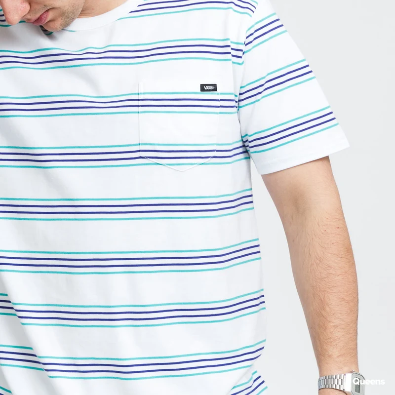 VANS Gestreiftes Herren-T-Shirt – Weiß