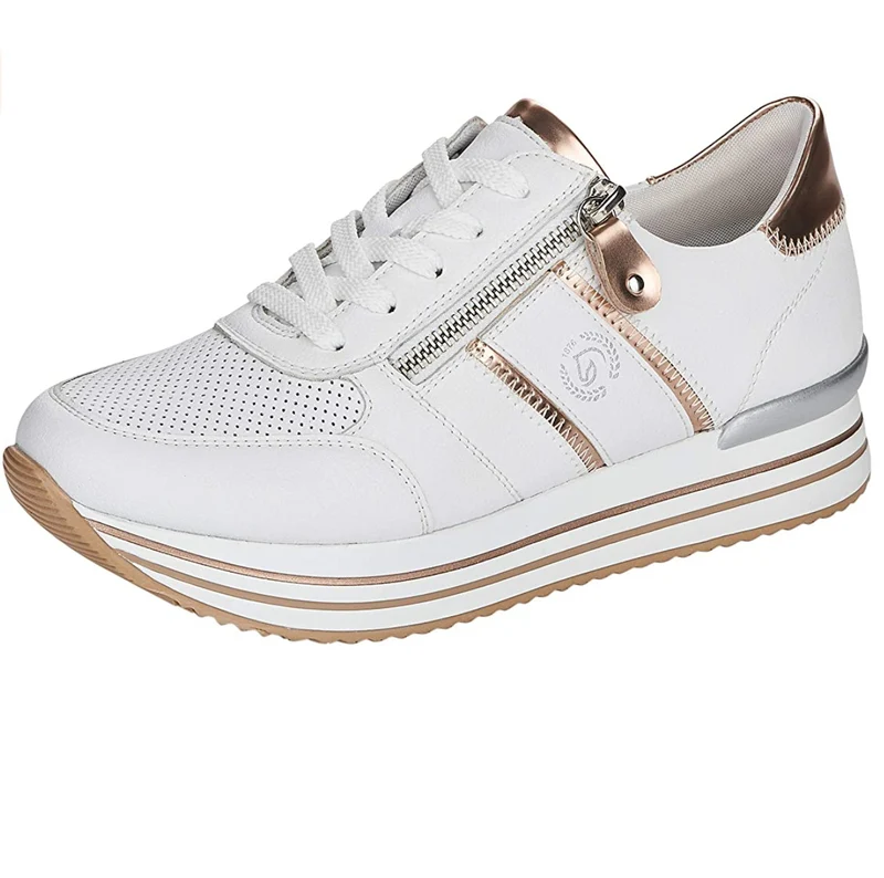 Remonte Low-Top-Sneaker für Damen – Weiß / Roségold