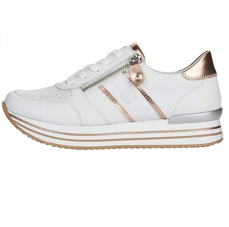Remonte Low-Top-Sneaker für Damen – Weiß / Roségold