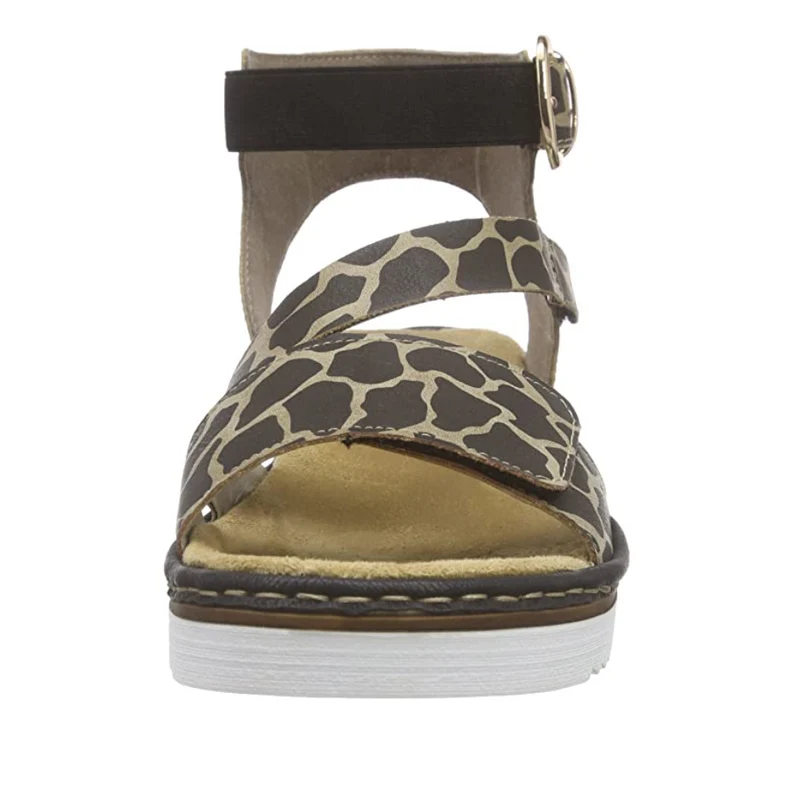 Rieker Modische Damensandalen – Braun / Leopard